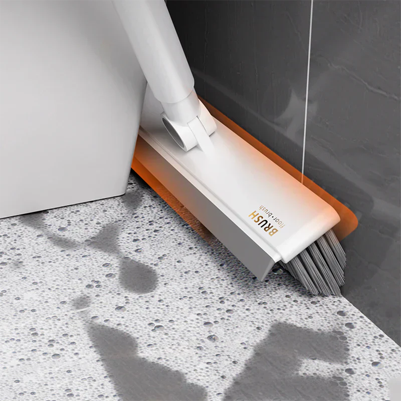 Carvallo FlexiClean 2-i-1 | Silikonborste & Squeegee | Långt handtag | Streckfri renhet