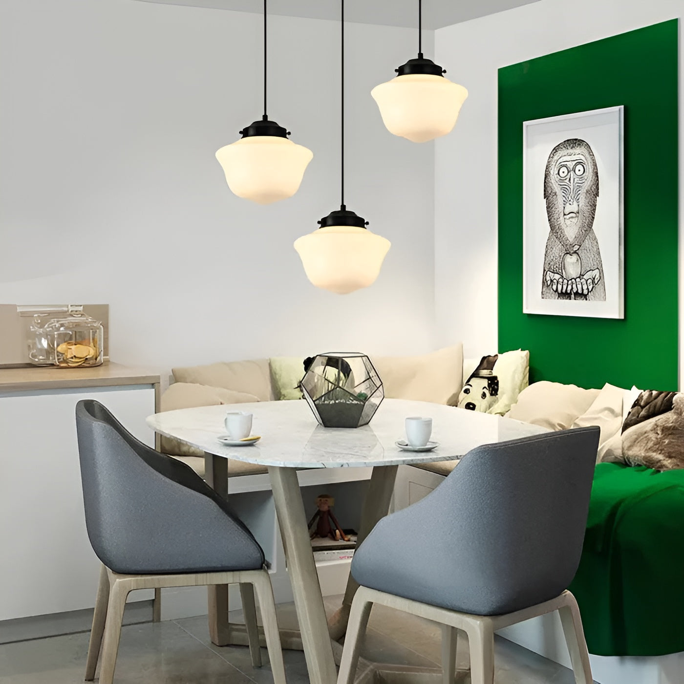 Hängelampa i opalglas – Vintage design med geometrisk glas