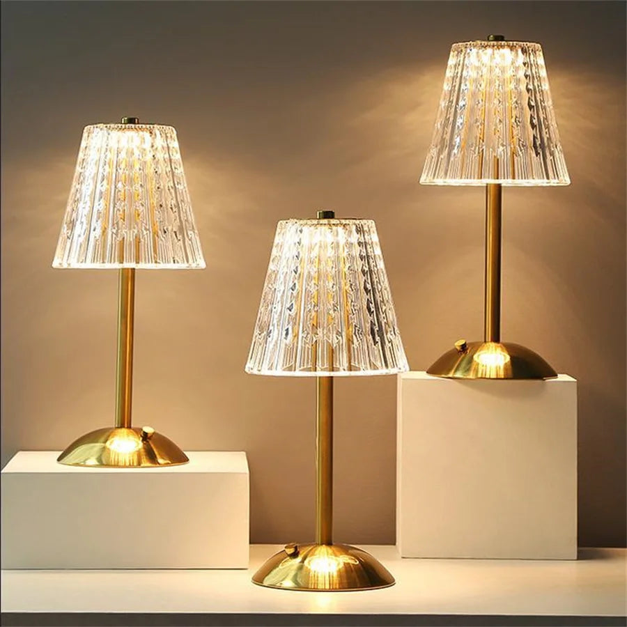 Guld Kristall Bordslampa