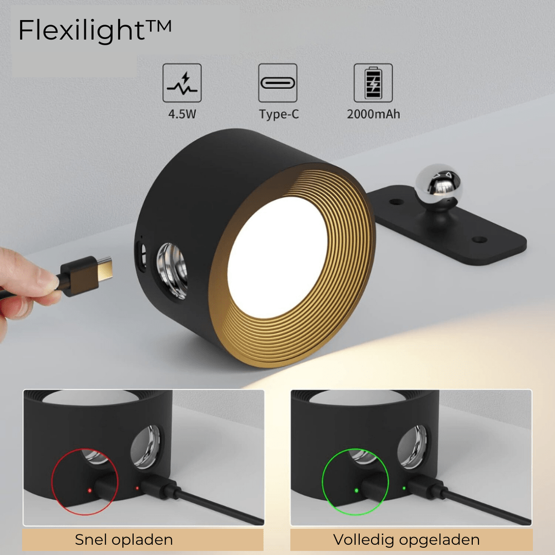 FlexiBeam - Trådlös uppladdningsbar 360° vägglampa