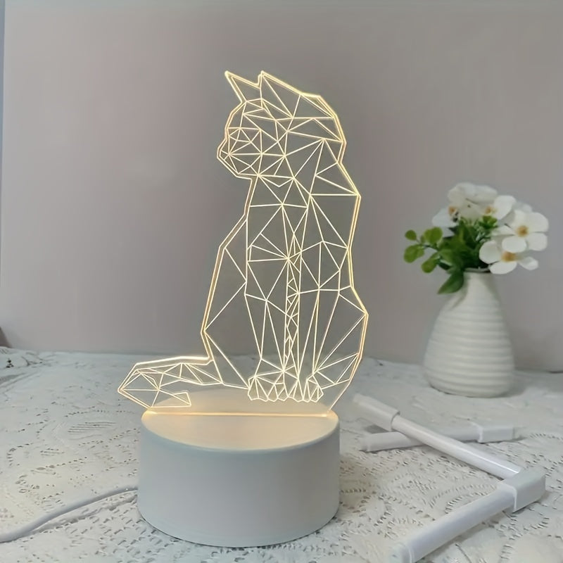KatLicht - Geometrisk 3D Nattlampa USB Bordslampa