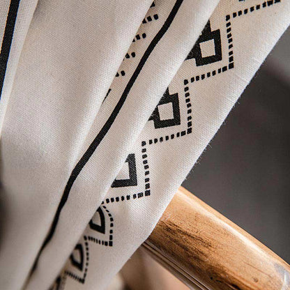 Geometrisk Fringe Gardin Semi Mörkläggande Draperier i Bomullsblandning