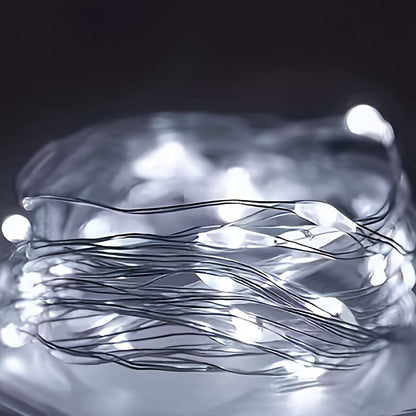 Batteridrivna koppartrådsslingor med ljus