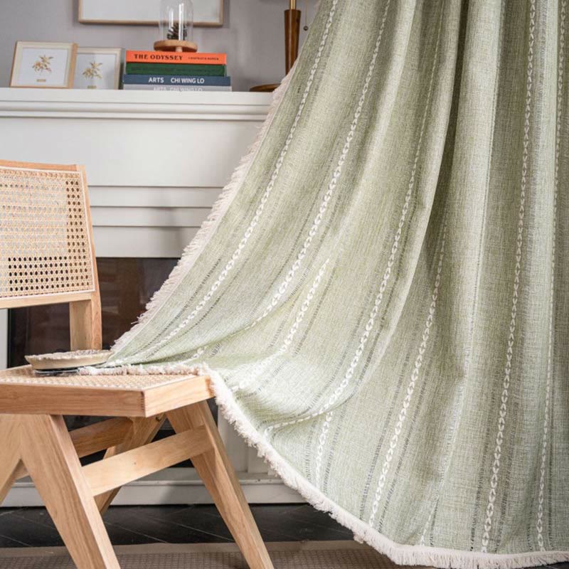 Enkel randig hallow-ut semi-skuggning fringing gardin