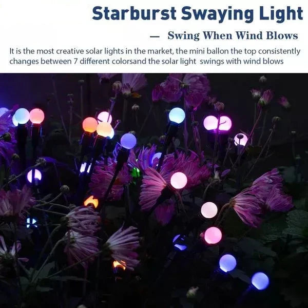 Solar trädgårdsbelysning - Starburst slingrande ljus, svänger i vinden