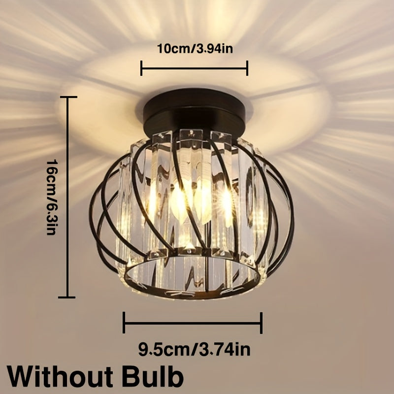 CrystalGlow - Lyxig Kristall Taklampa, Svart Guld