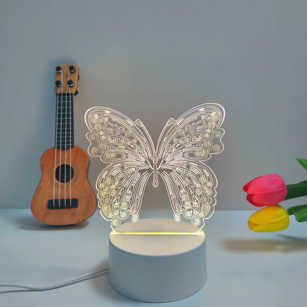 ButterflyGlow - 3D LED Nattlampa med Geometrisk Design