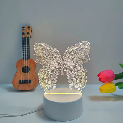 ButterflyGlow - 3D LED Nattlampa med Geometrisk Design