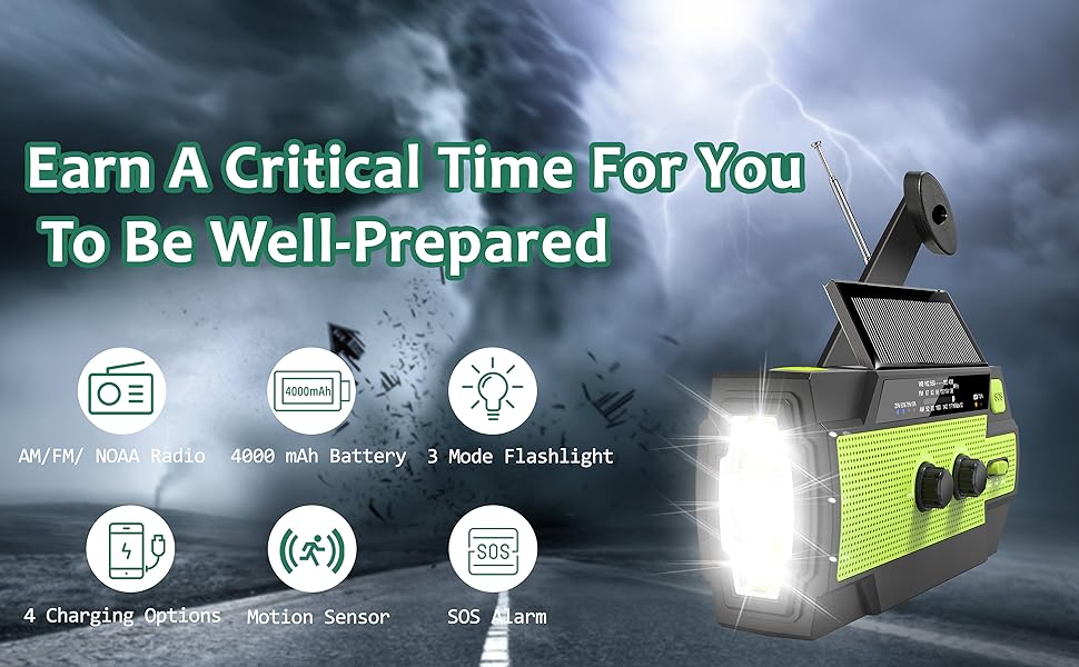 Royaleva Nödradio med vev och ficklampa