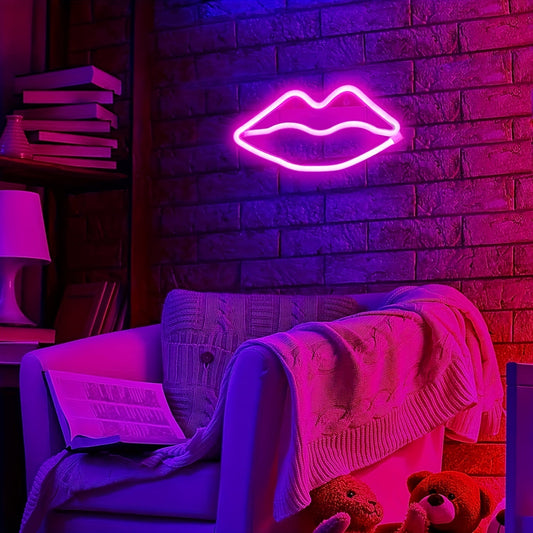 GlowLips - Neon Rosa LED Läppljus, USB Drift, Alla Hjärtans Dag Dekoration