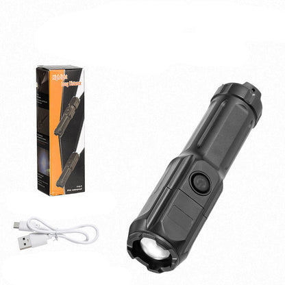 Kraftfull LED-ficklampa med zoom Återuppladdningsbar USB campinglampa