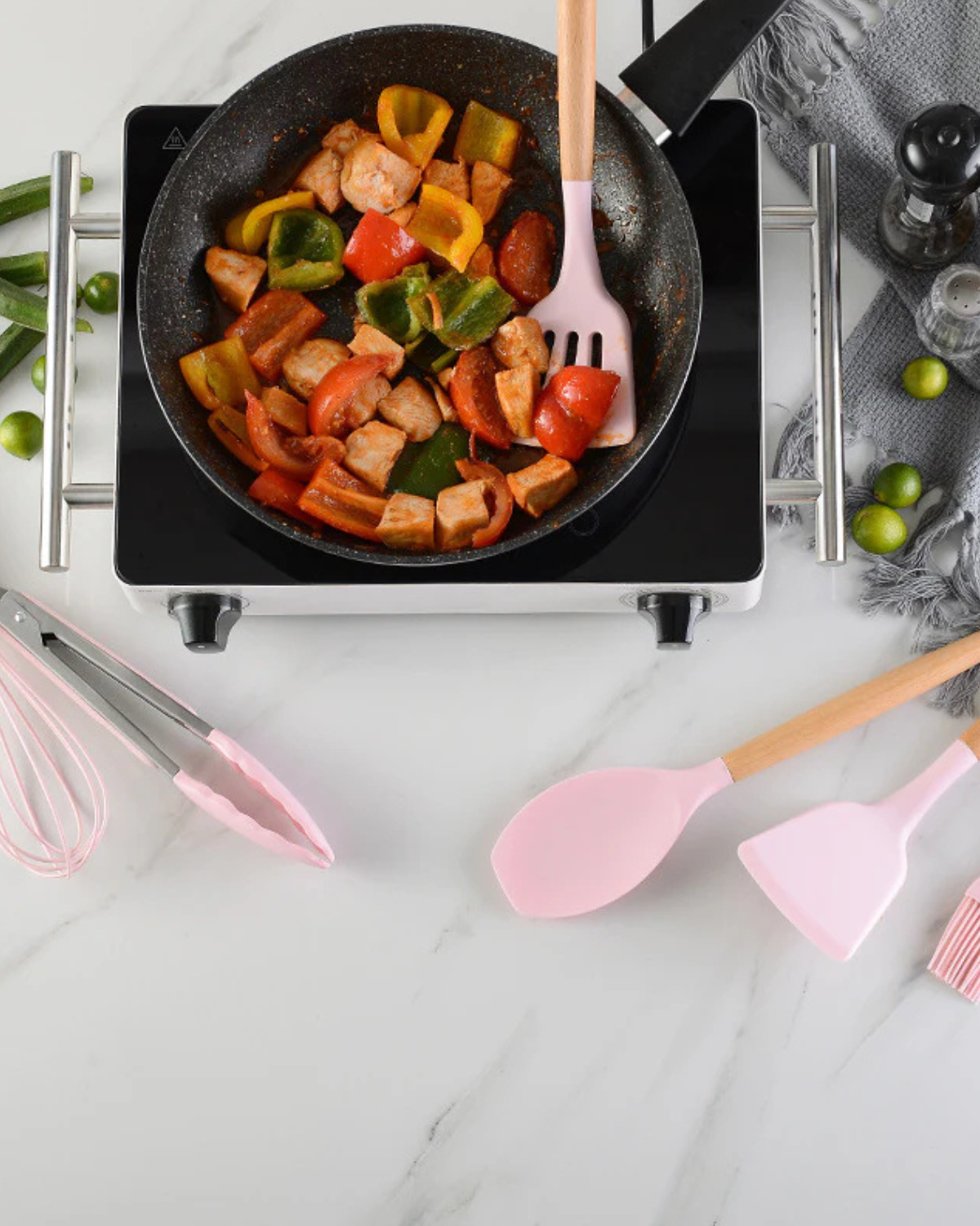 Carvallo – Miljövänligt Silikon Kökset med Bambu Handtag (12-delar)