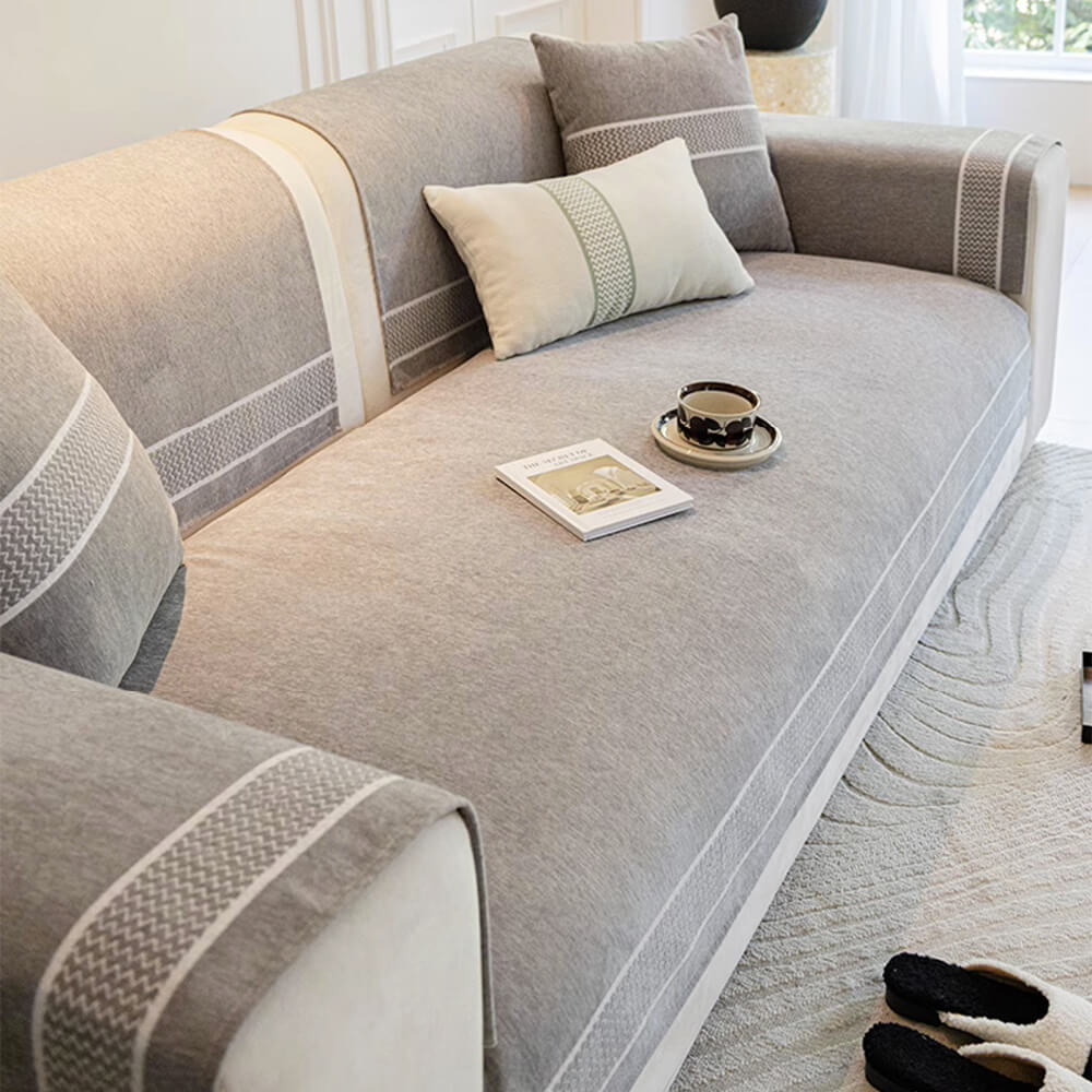 Chenille Jacquard Bred Kant Design Repellenta Sofföverdrag