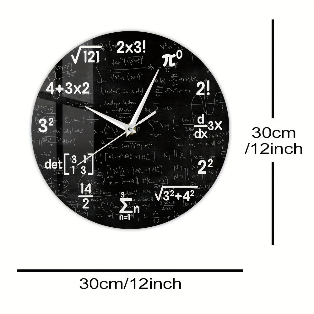 MathMirror - Stilla Akryl Väggklocka med Matematiska Formler