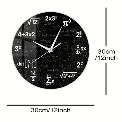 MathMirror - Stilla Akryl Väggklocka med Matematiska Formler