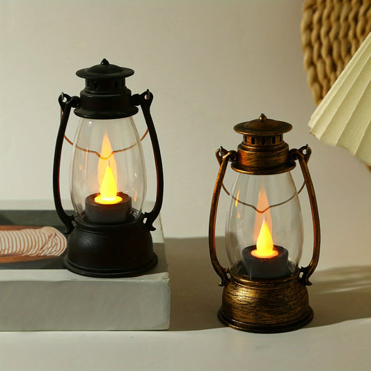 VintageGlow - LED Kerosinstil Bordslampa med Gul Flamma