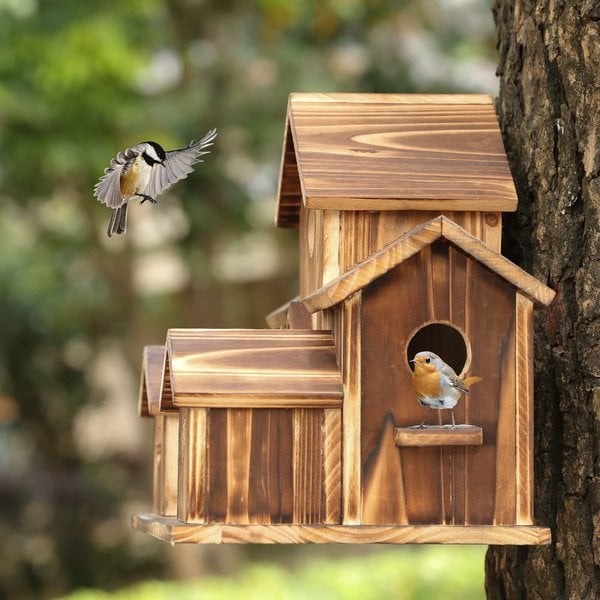NatureNest - Artisan Birdhouse med sex mysiga ingångar