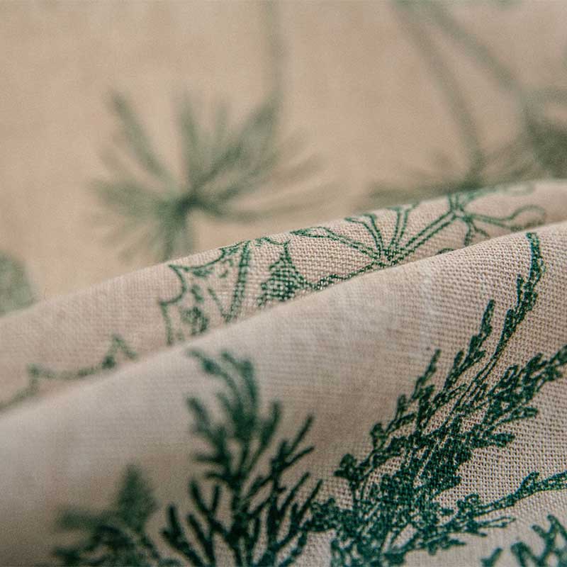 Grön Tall Fågel Mönster Fringad Gardin Bohemisk Bomullsblandning