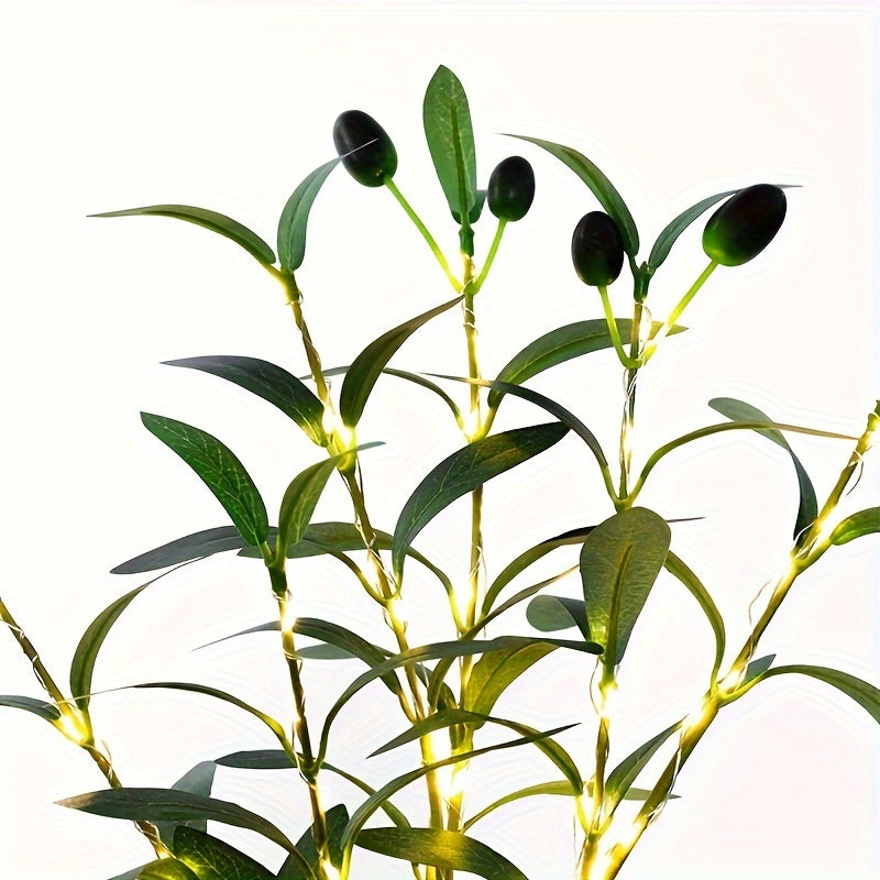 RoyaleGlow Ljusuppsättning Olivträd LED-lampa – Modern inredning för festliga tillfällen, bröllop, födelsedagar och feststämning, idealisk för matbord, skåp eller caféinredning