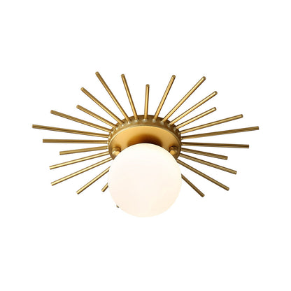 Guldfärgad Sferisk Taklampa med Frostat Glas