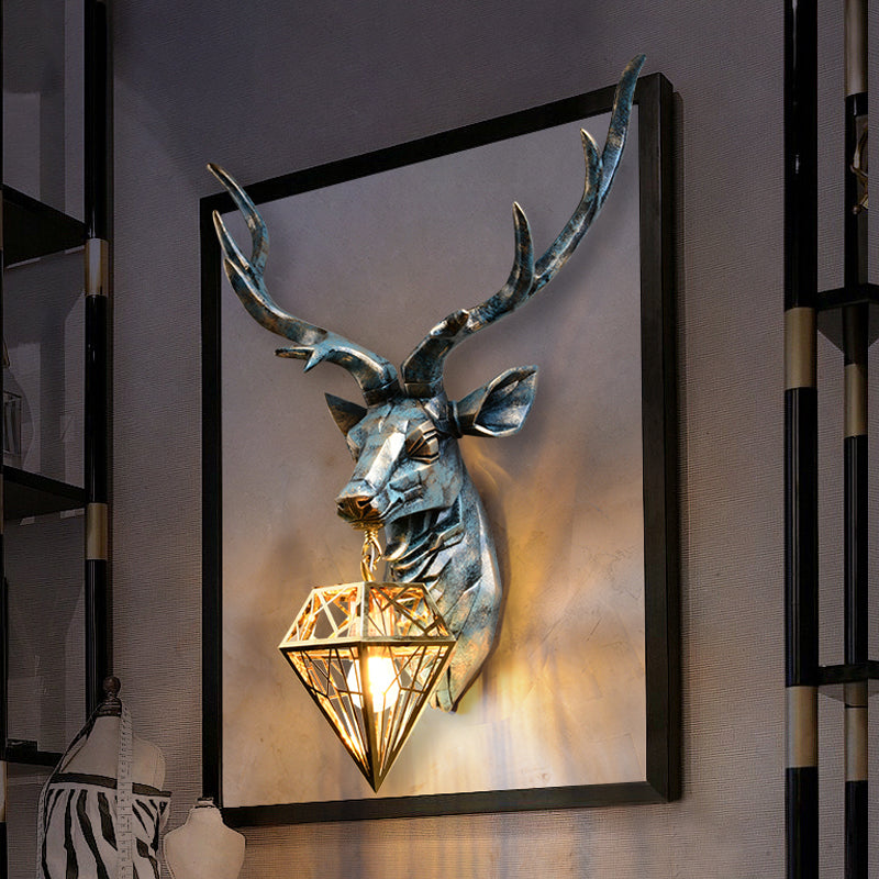 Älg Vägglampa - Brons med Diamantbur Skugga
