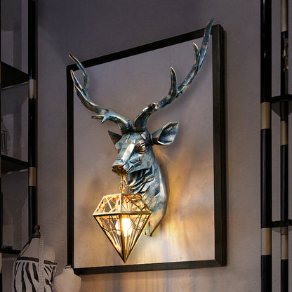 Älg Vägglampa - Brons med Diamantbur Skugga