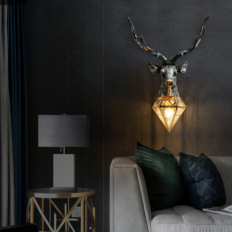 Älg Vägglampa - Brons med Diamantbur Skugga