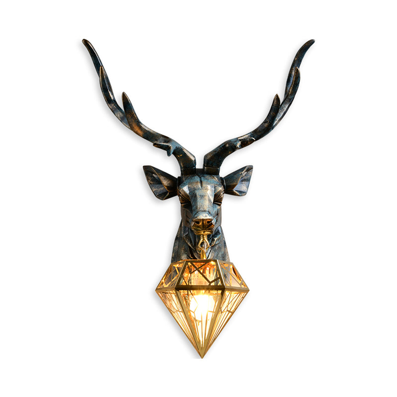 Älg Vägglampa - Brons med Diamantbur Skugga