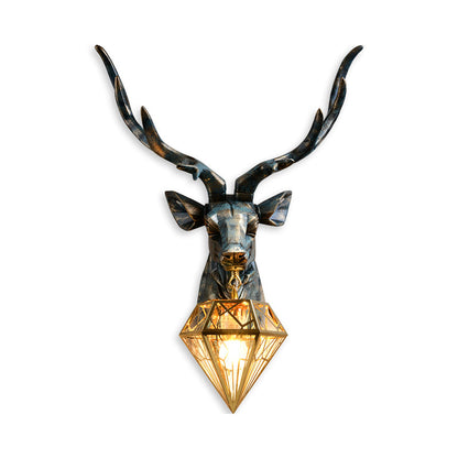 Älg Vägglampa - Brons med Diamantbur Skugga