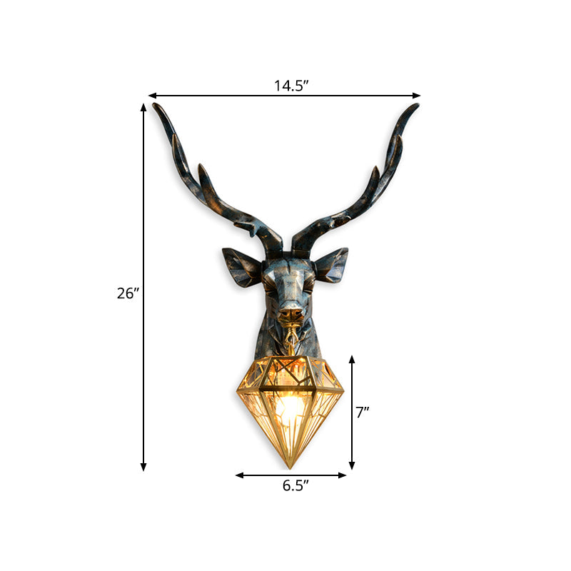 Älg Vägglampa - Brons med Diamantbur Skugga