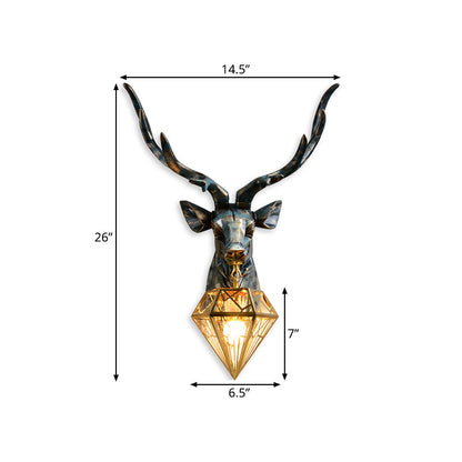 Älg Vägglampa - Brons med Diamantbur Skugga