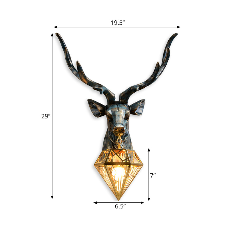 Älg Vägglampa - Brons med Diamantbur Skugga