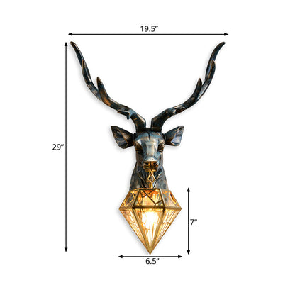 Älg Vägglampa - Brons med Diamantbur Skugga
