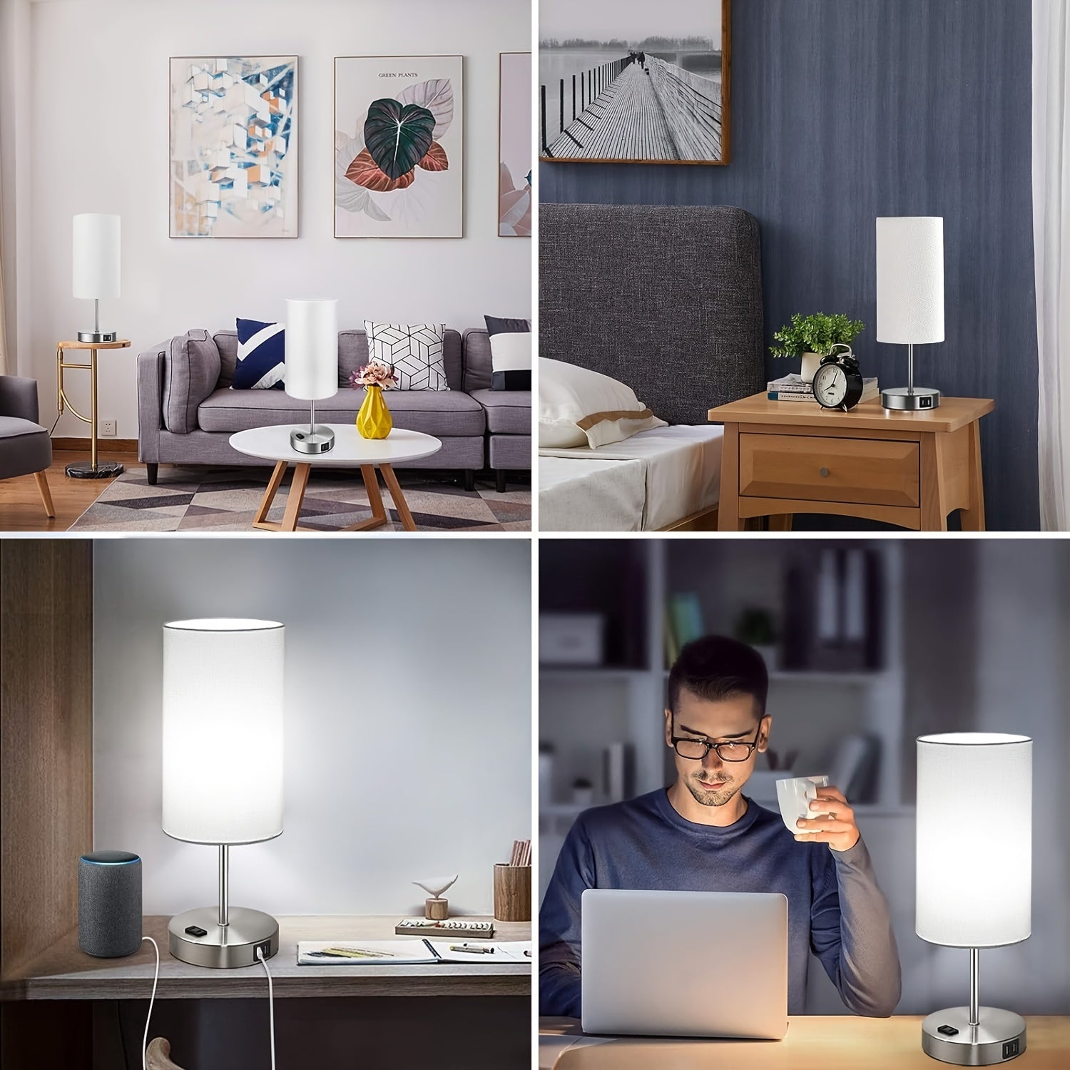 Lumora Sängbord Laddningslampa – Touch Control LED Nattduksbordslampa med USB-port
