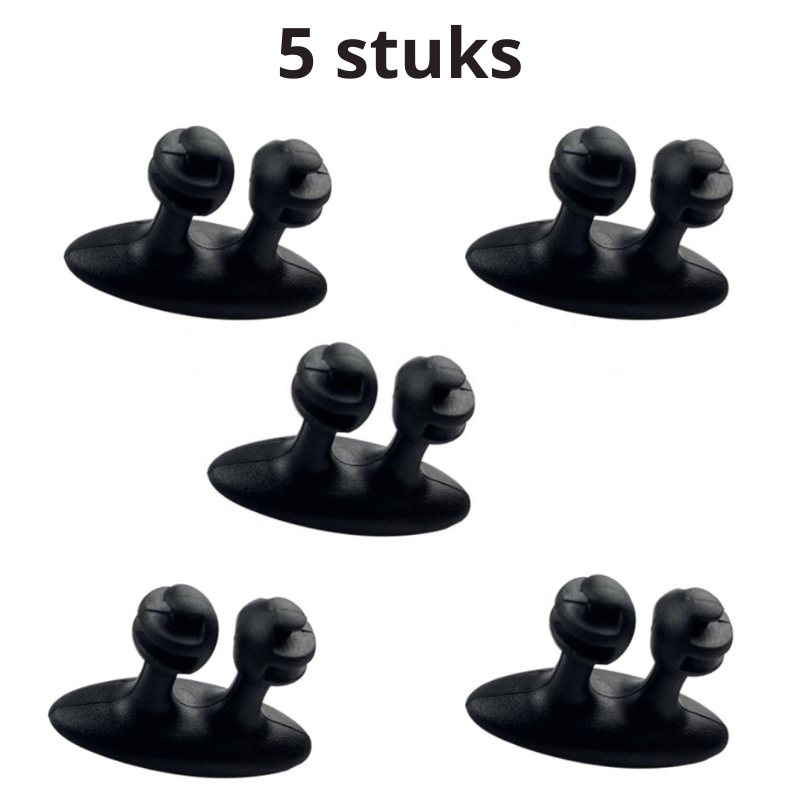 Carvallo ClipoFix Kabelklipp | 5-pack | Självhäftande med 3M-tejp | För bil, skrivbord & hem | Miljövänlig PVC