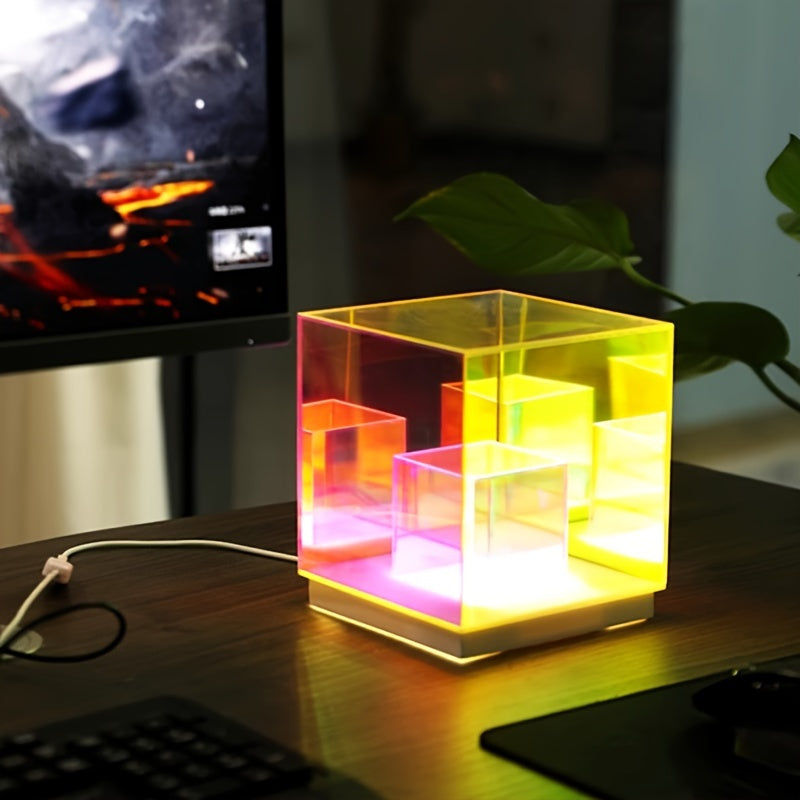 LumiSky - Drömmande Stjärnhimmel Bordslampa med Justerbart Ljus och Geometrisk Design