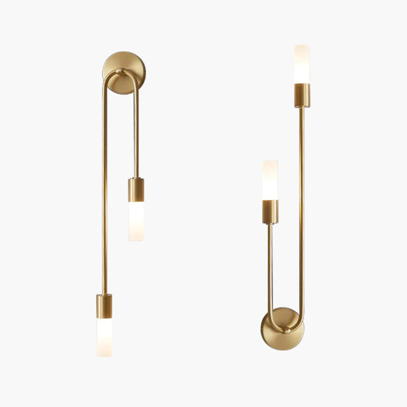 Meza Modern LED Vägglampa, 2-Ljus, Pinne, Guld, Vardagsrum