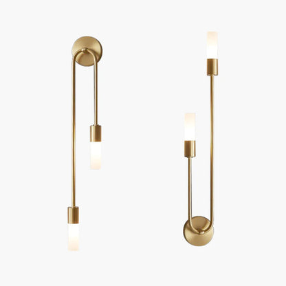 Meza Modern LED Vägglampa, 2-Ljus, Pinne, Guld, Vardagsrum