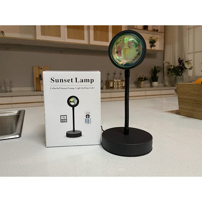 Solnedgångslampa Projektor - LED Nattlampa med 16 RGB Färger och 360° Rotation