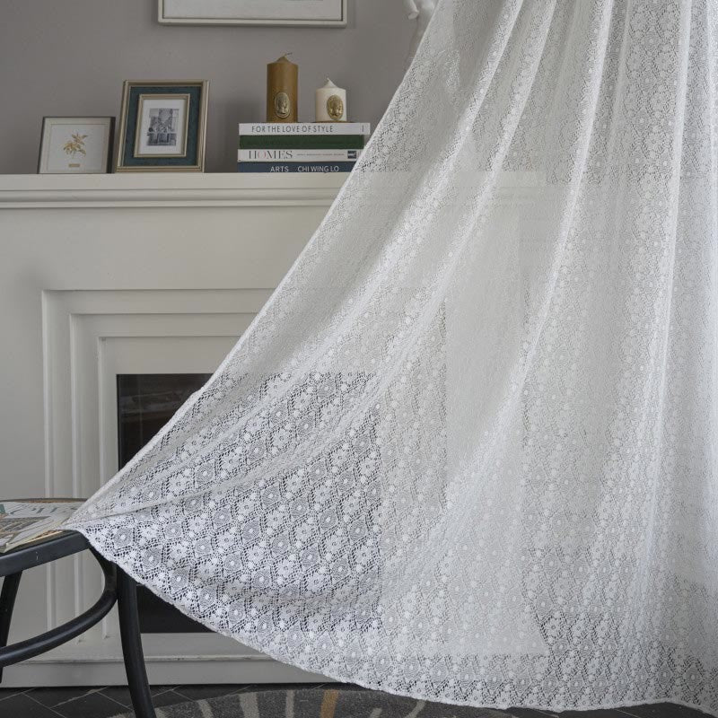 Jacquard Blomma Urtagen Polyester Gardin