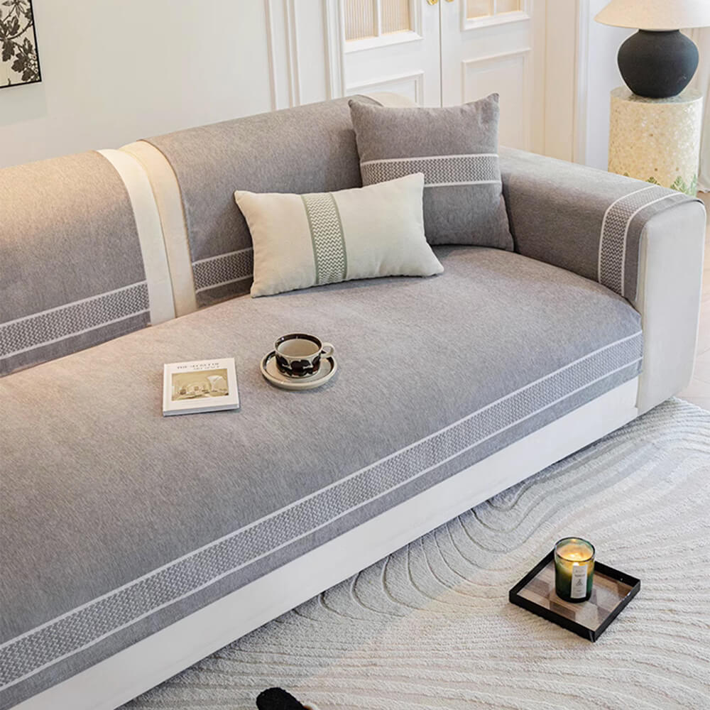 Chenille Jacquard Bred Kant Design Repellenta Sofföverdrag