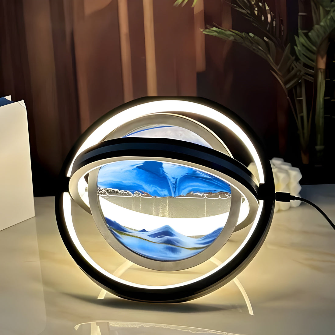 TranquilDune Lampa – 360° roterbar sandkonst nattlampa