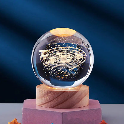 Carvallo - 3D Nattlampa i Kristall med LED-belysning