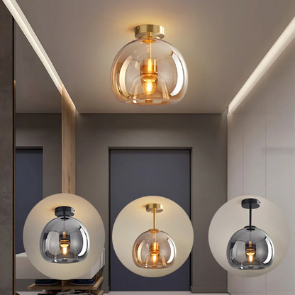 Moderna Taklampor med Retro Koppar och Glasdesign