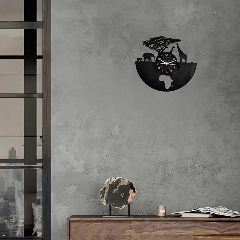 Vinylskivor Väckarklocka - Girafftema, Tyst Klocka, För Vardagsrum, Sovrum, Kök eller Kontor