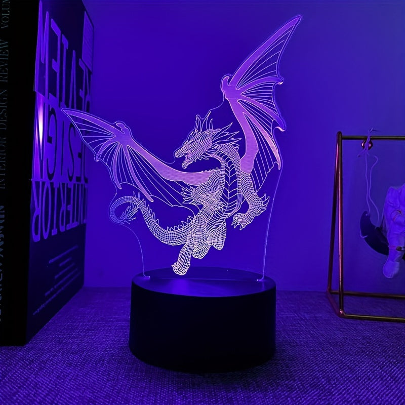DinoLicht - 3D Dinosaurielampa med Beröringskontroll, RGB Ljus