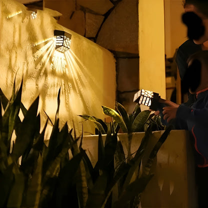 Solarlampor för vägg – | 2-pack/4-pack Set Hålmönster för atmosfärisk trädgårdsbelysning