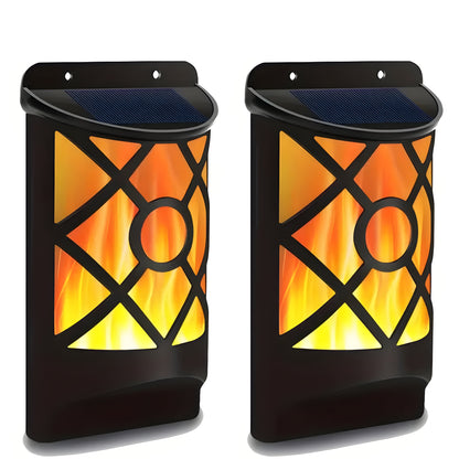 FlameGlow Lights - 2 sty utomhusbelysning solcellsdrivna LED-vägglampa