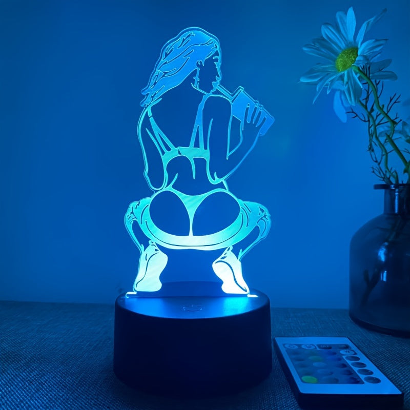 DecoLamp - 3D Konstnärlig Bordslampa med Fjärrkontroll, USB Driv, 16 Färgval
