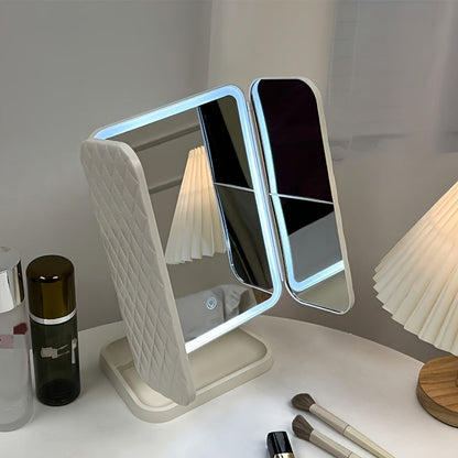 LED Sminkspegel Smart Touch Uppladdningsbar Fällbar Makeup Spegel